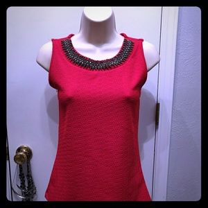 Perfect for the holidays! Red shell with jeweled neckline